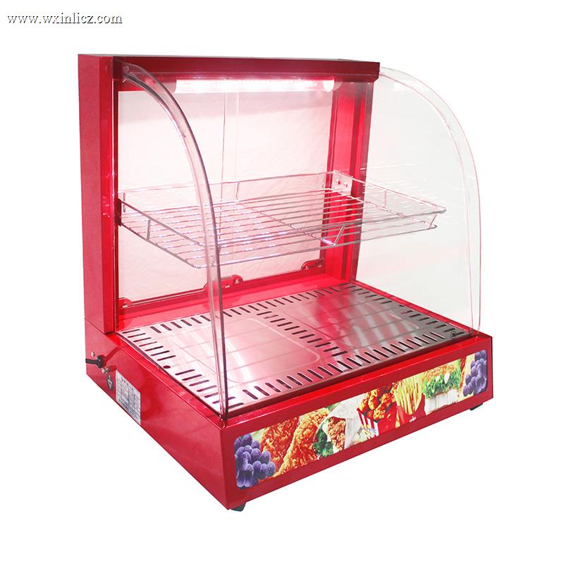 Stainless Steel Commercial Kitchen Electric Arc Glass Food Display Warmer Machine