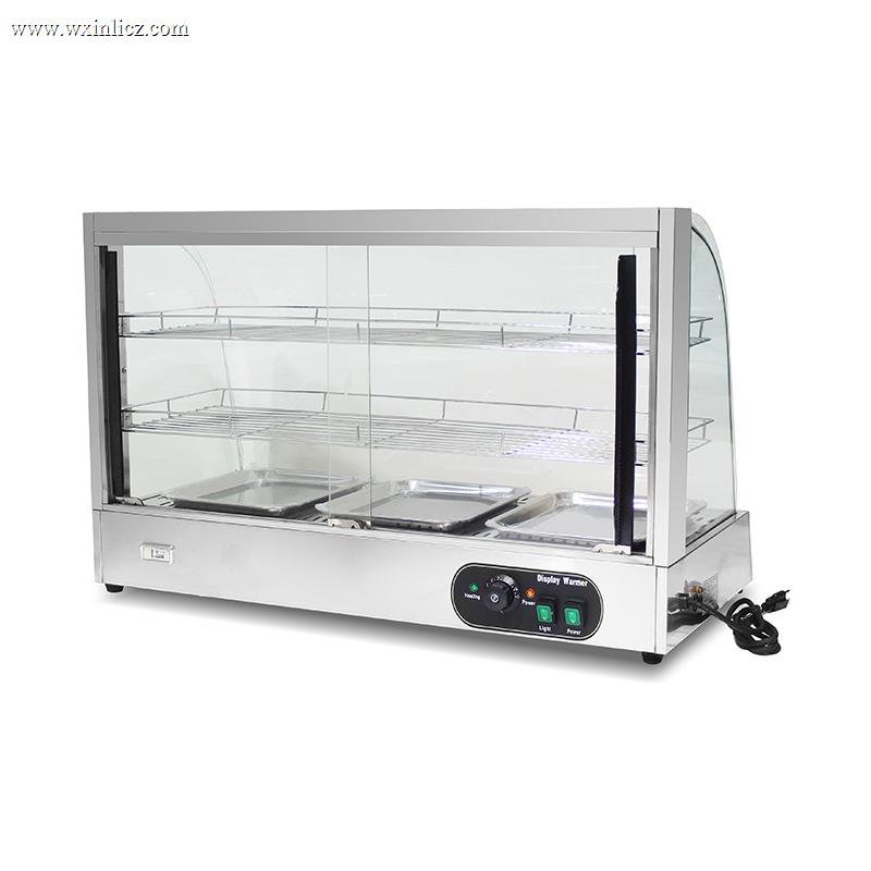 Stainless Steel Commercial Kitchen Electric Arc Glass Food Display Warmer Machine