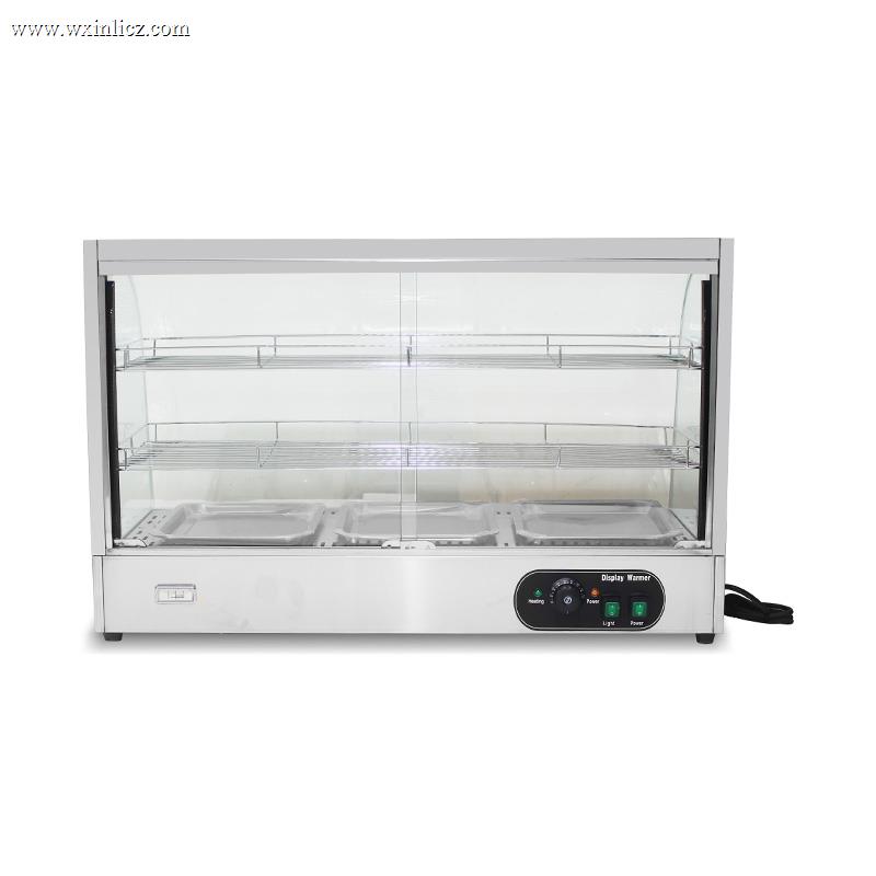 Stainless Steel Commercial Kitchen Electric Arc Glass Food Display Warmer Machine