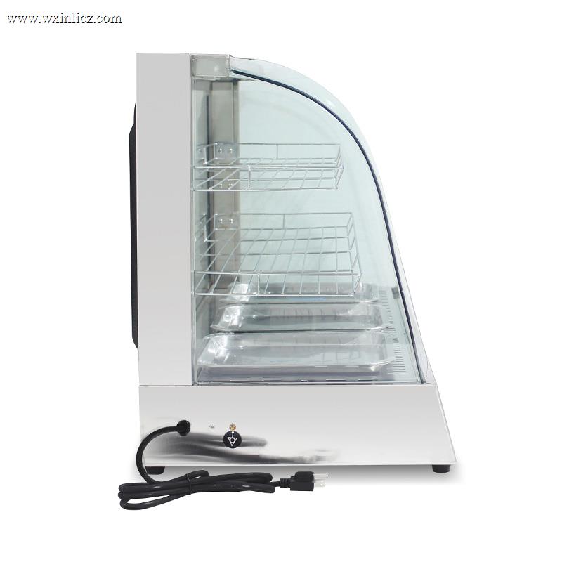 Stainless Steel Commercial Kitchen Electric Arc Glass Food Display Warmer Machine