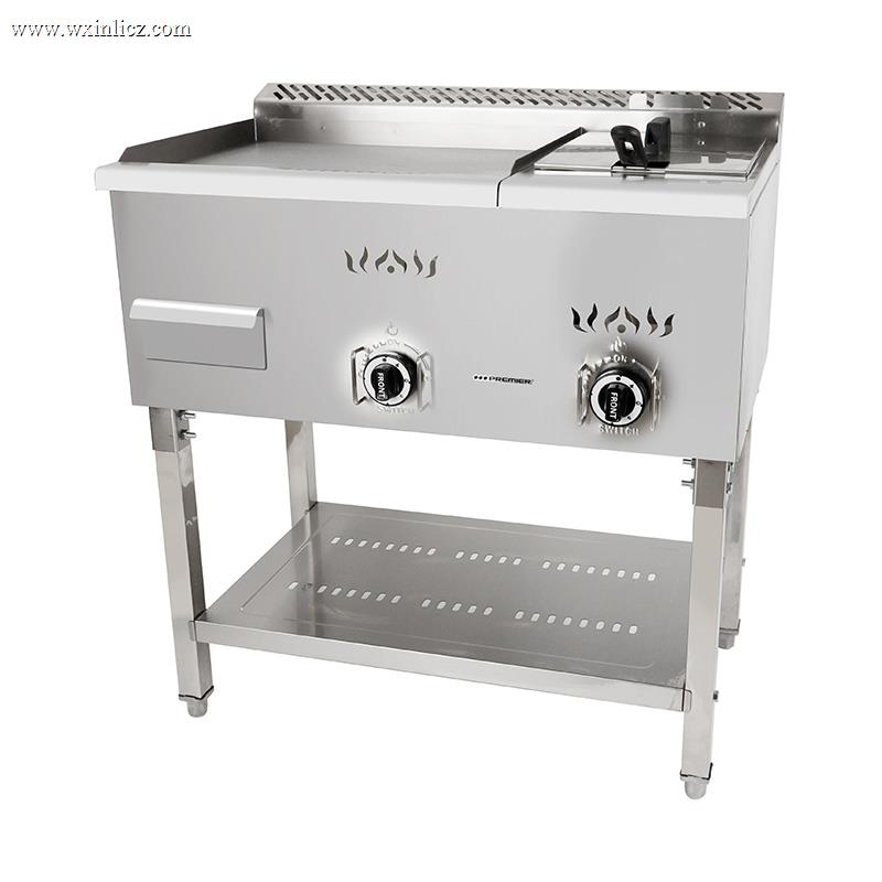 Flat Plate Pattern Stainless Steel Natural Gas/LPG Standing Griddle and Fryer