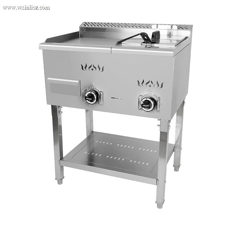 Flat Plate Pattern Stainless Steel Natural Gas/LPG Standing Griddle and Fryer