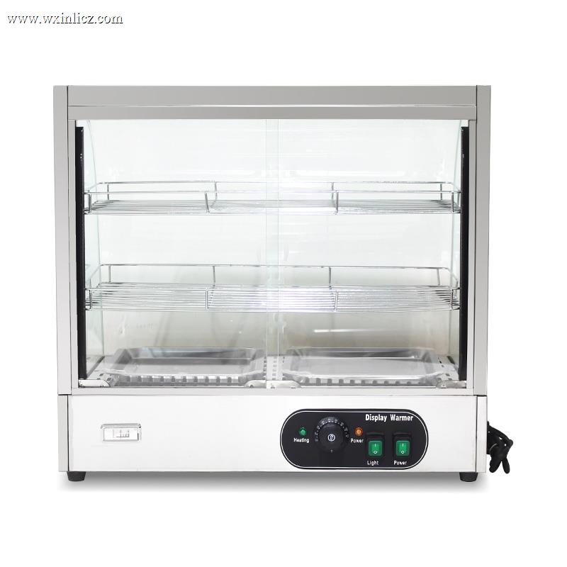 Stainless Steel Commercial Kitchen Electric Arc Glass Food Display Warmer Machine